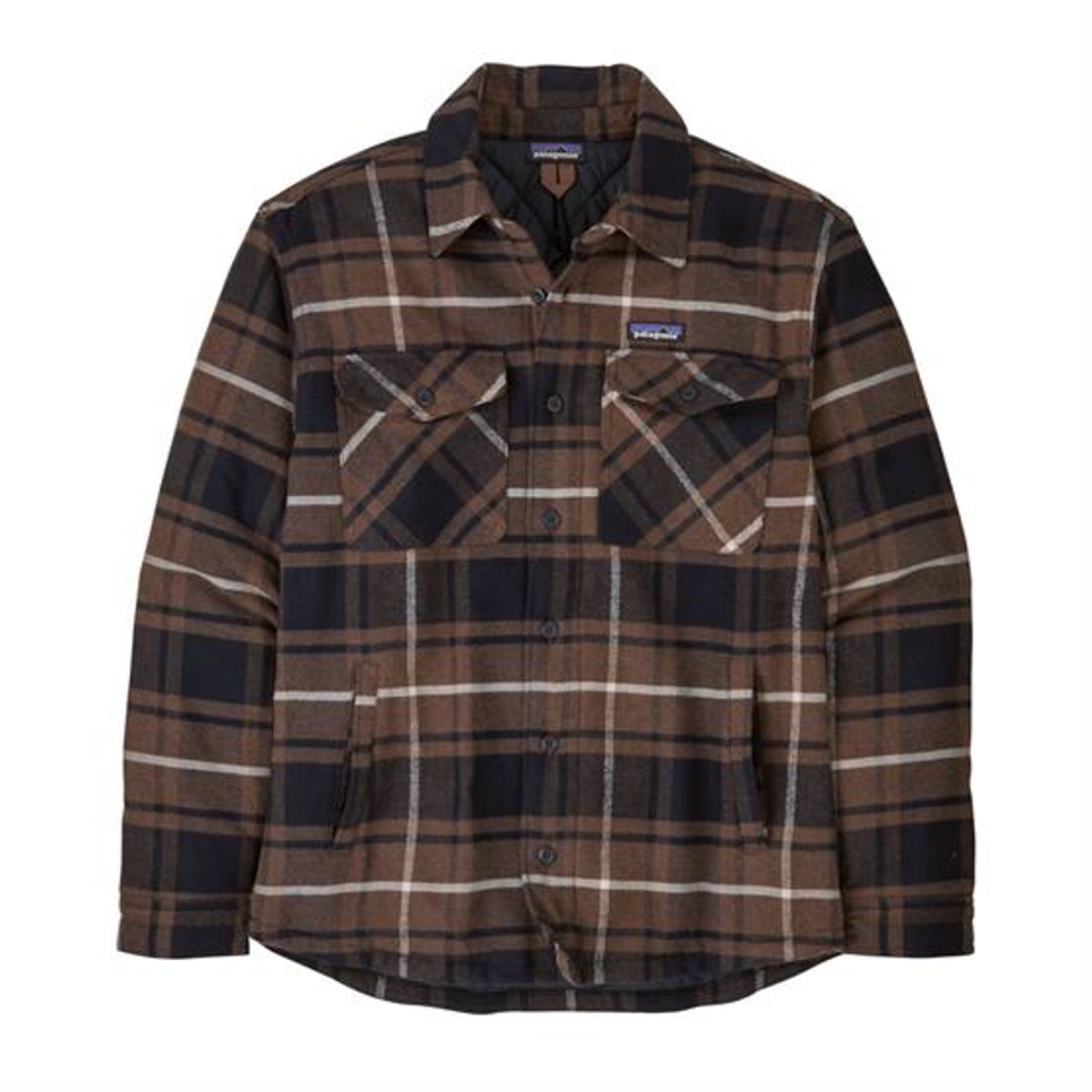 Pataginia Mens LW Insulated Fjord Flannel Shirt, Outdoor / Molasses Brown