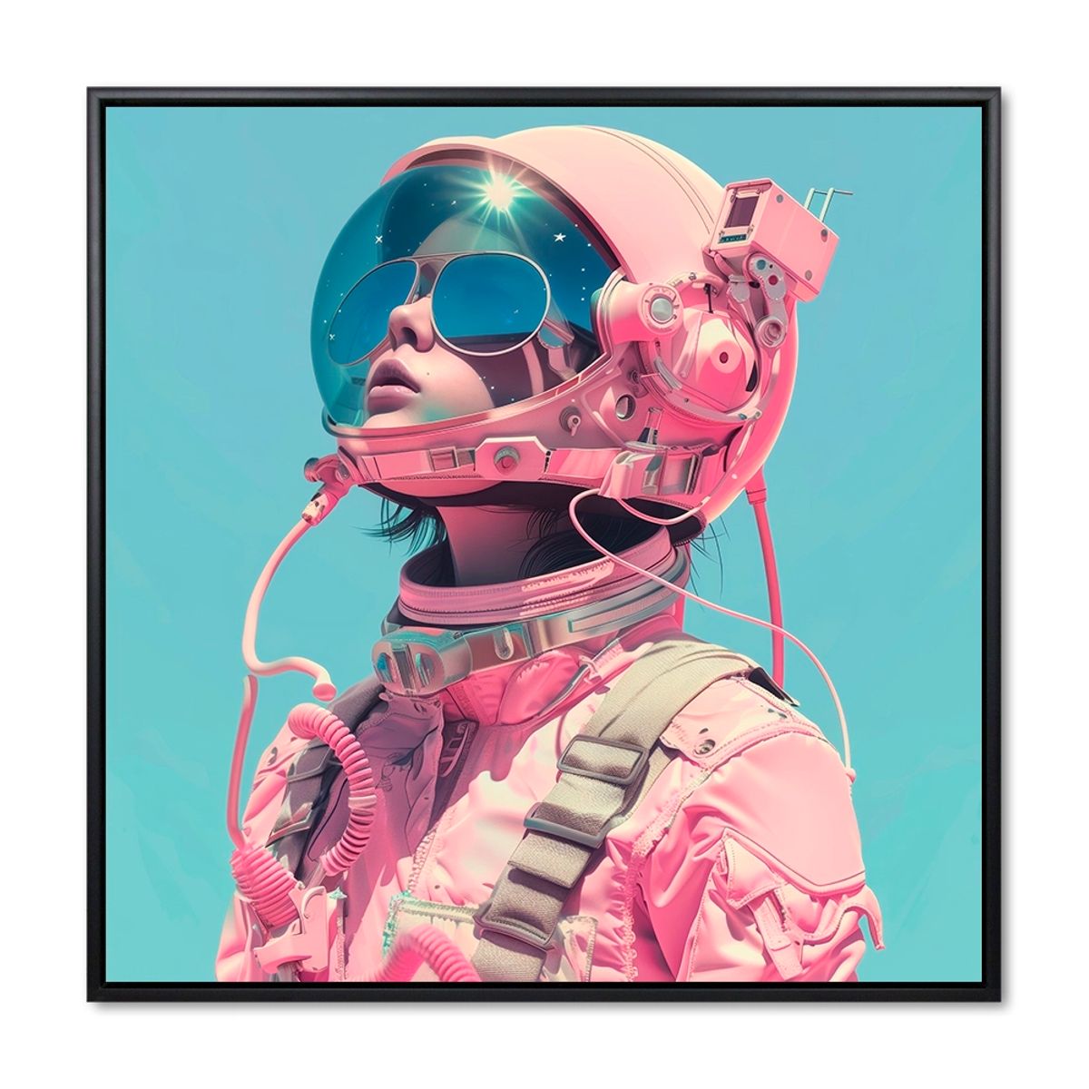 Austronaut Attitude - 120x120 cm. - Sort ramme