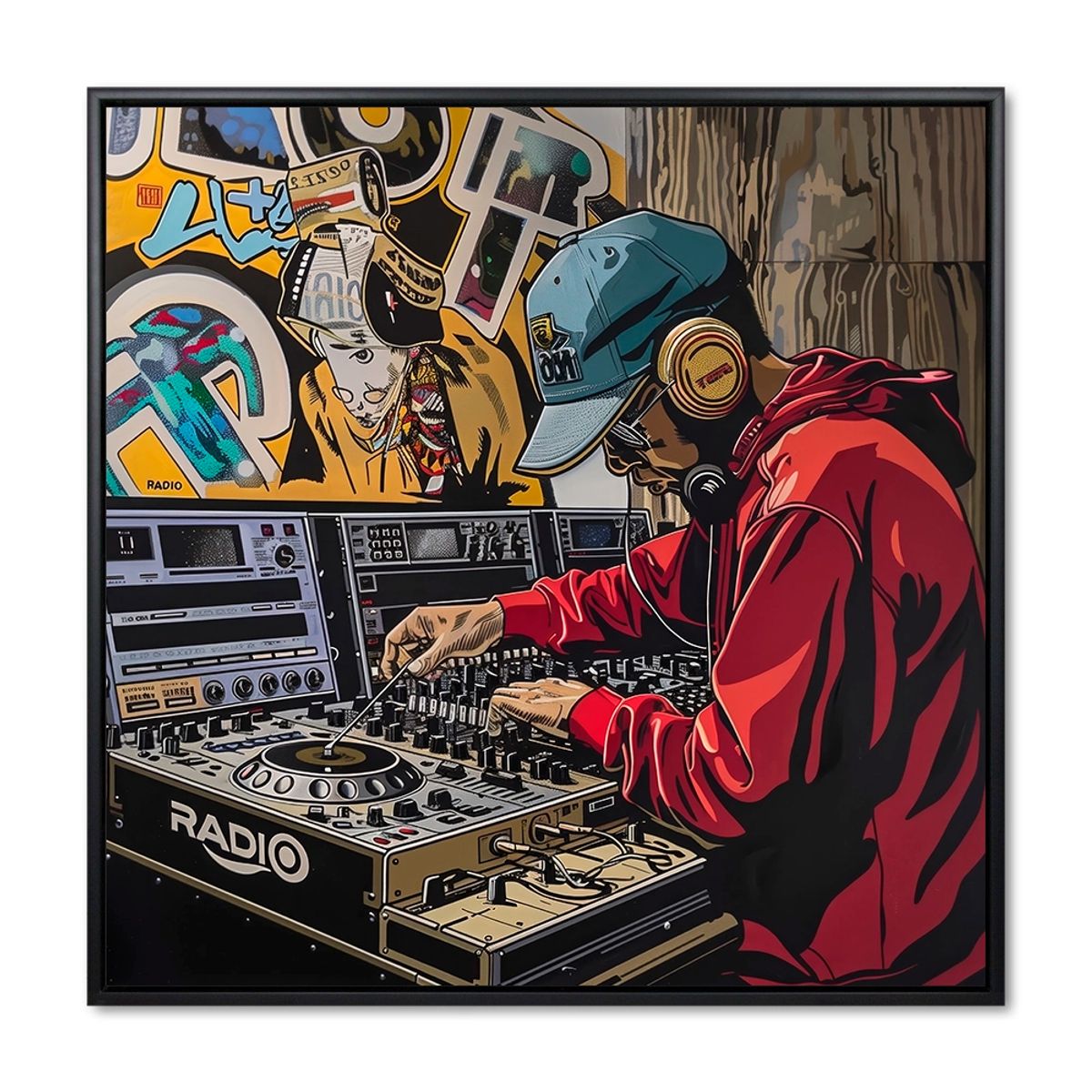 Colorful Beats - 100x100 cm. - Sort ramme