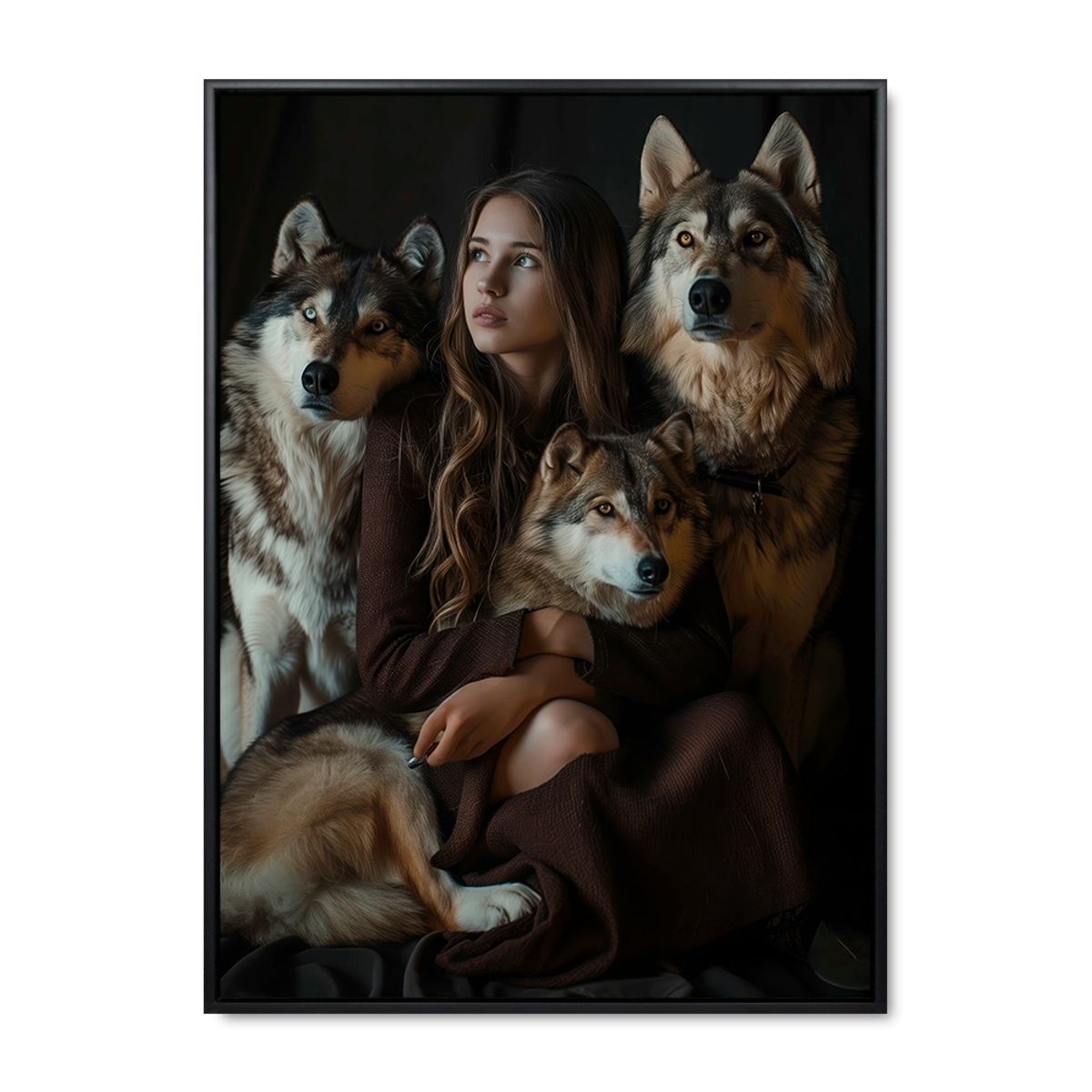 Wolf Whisperer - 90x120 cm. - Sort ramme