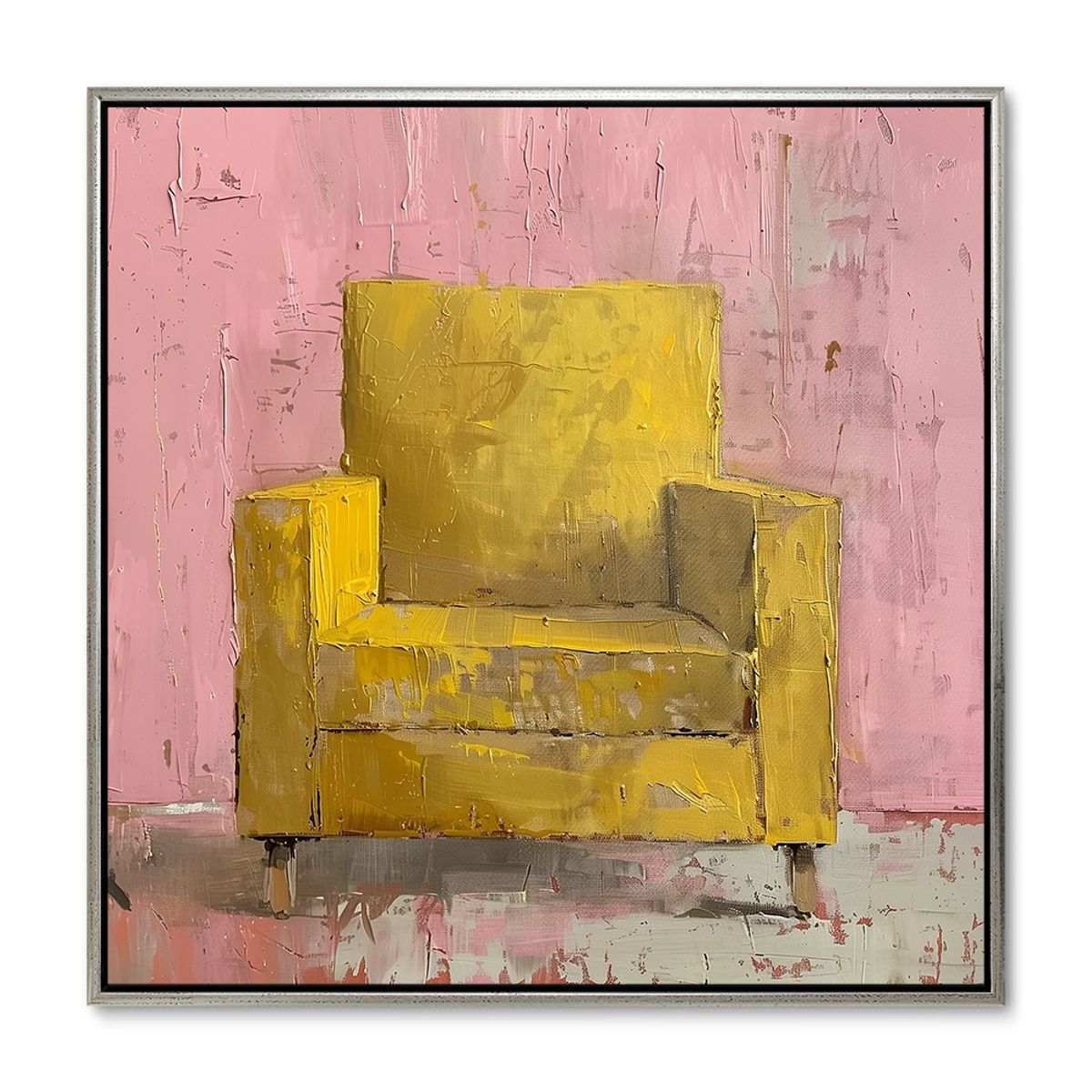 Yellow Elegance - 100x100 cm. - Sølv ramme