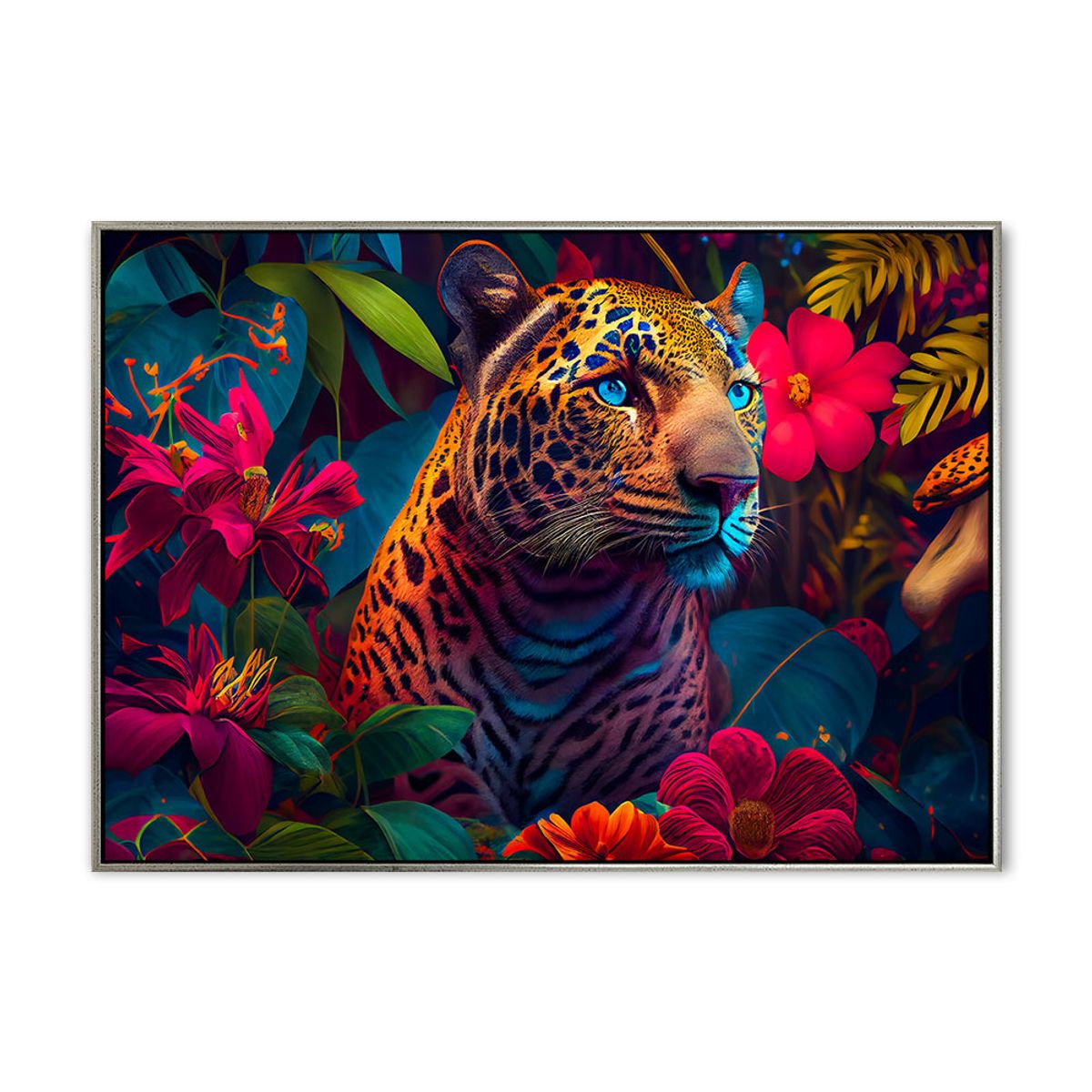 Leopard - 70x100 cm - Sølv svæveramme