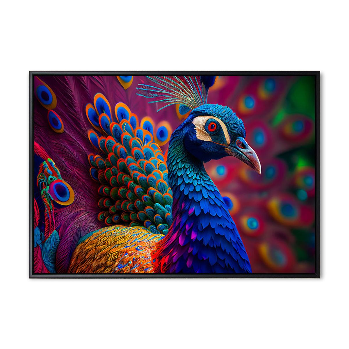 Peacock 01 - 70x100 cm - Sort svæveramme