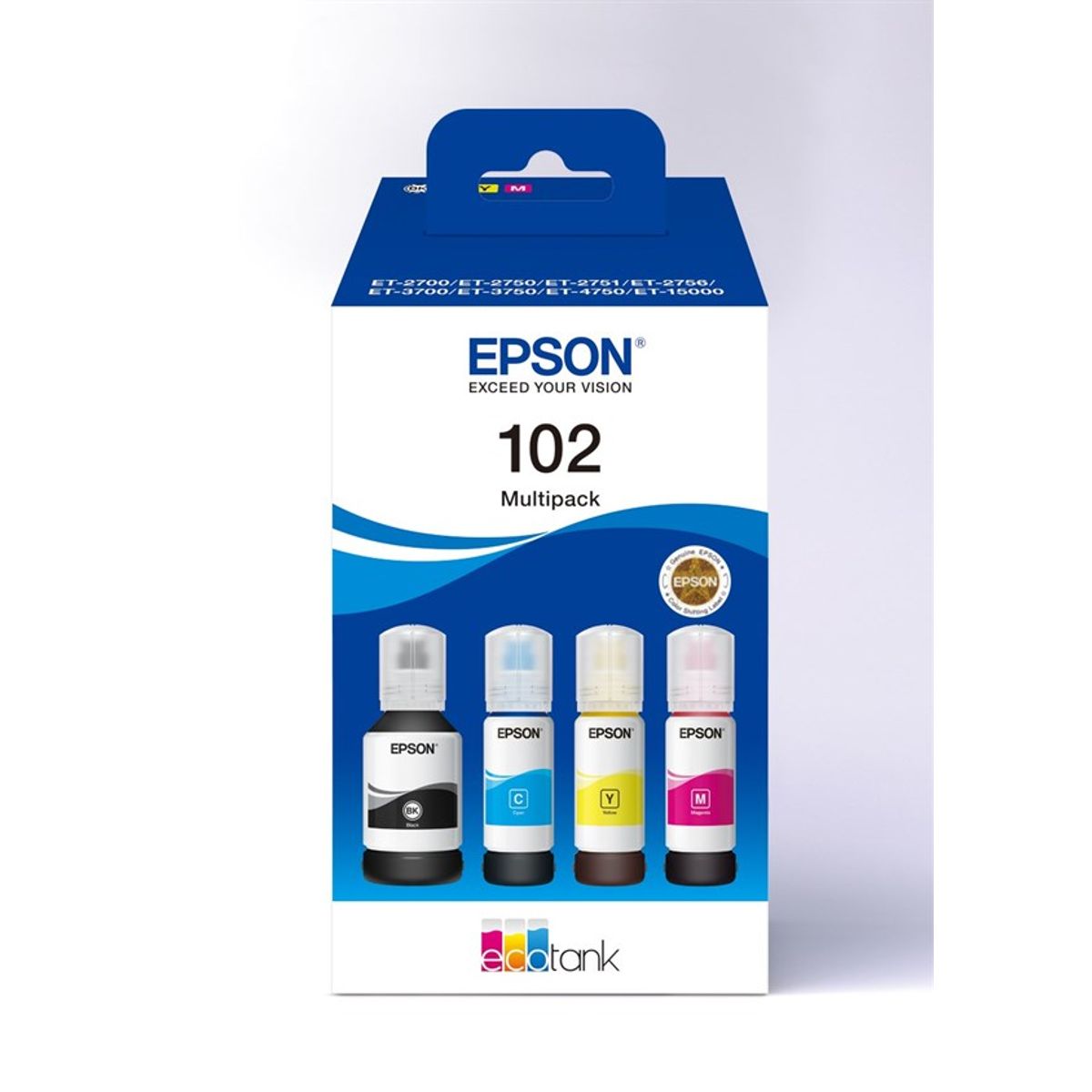 4-pak B/C/M/Y patroner - Epson Nr.102 - 1x127 ml + 3x70 ml.