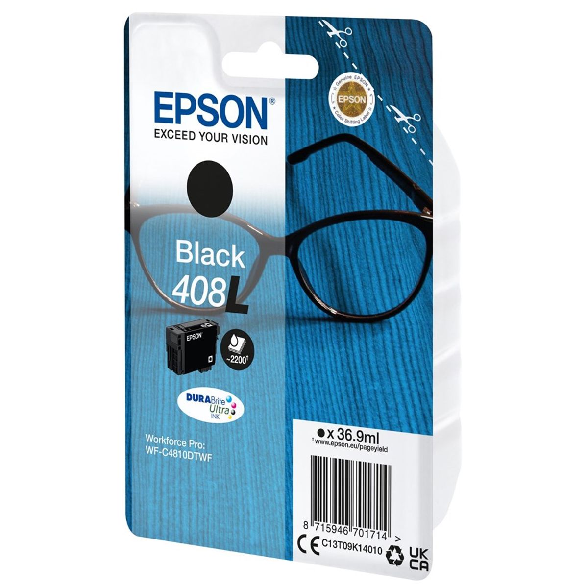 Sort blækpatron - Epson 408L - 36,9 ml.