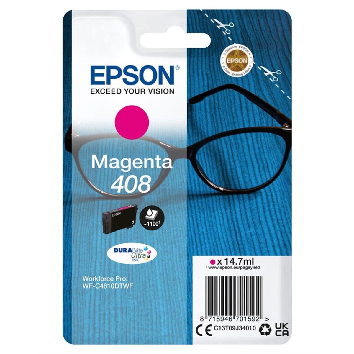 Magenta blækpatron - Epson 408 - 14,7 ml.