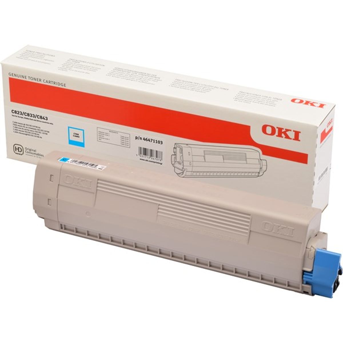 Cyan lasertoner - OKI 46471103 - 7.000 sider