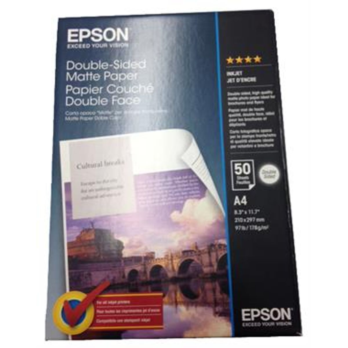 Dobbelt sidet mat foto papir A4 - Epson-178gr. - 50 ark