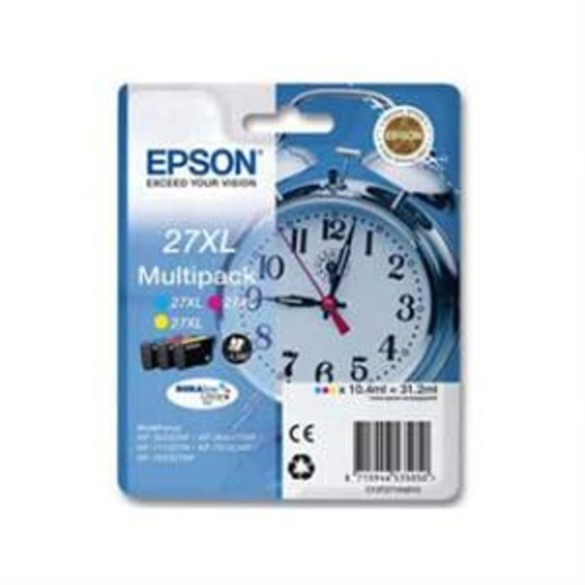 3-Pak C/M/Y patroner - Epson nr.27XL - 3 x 1.100 sider