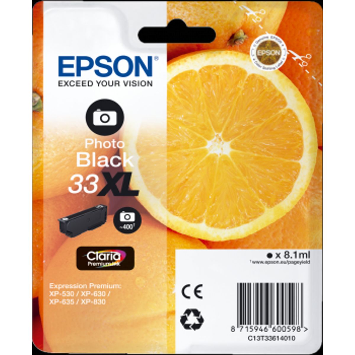 Foto Sort blækpatron - Epson 33XL - 8,9ml