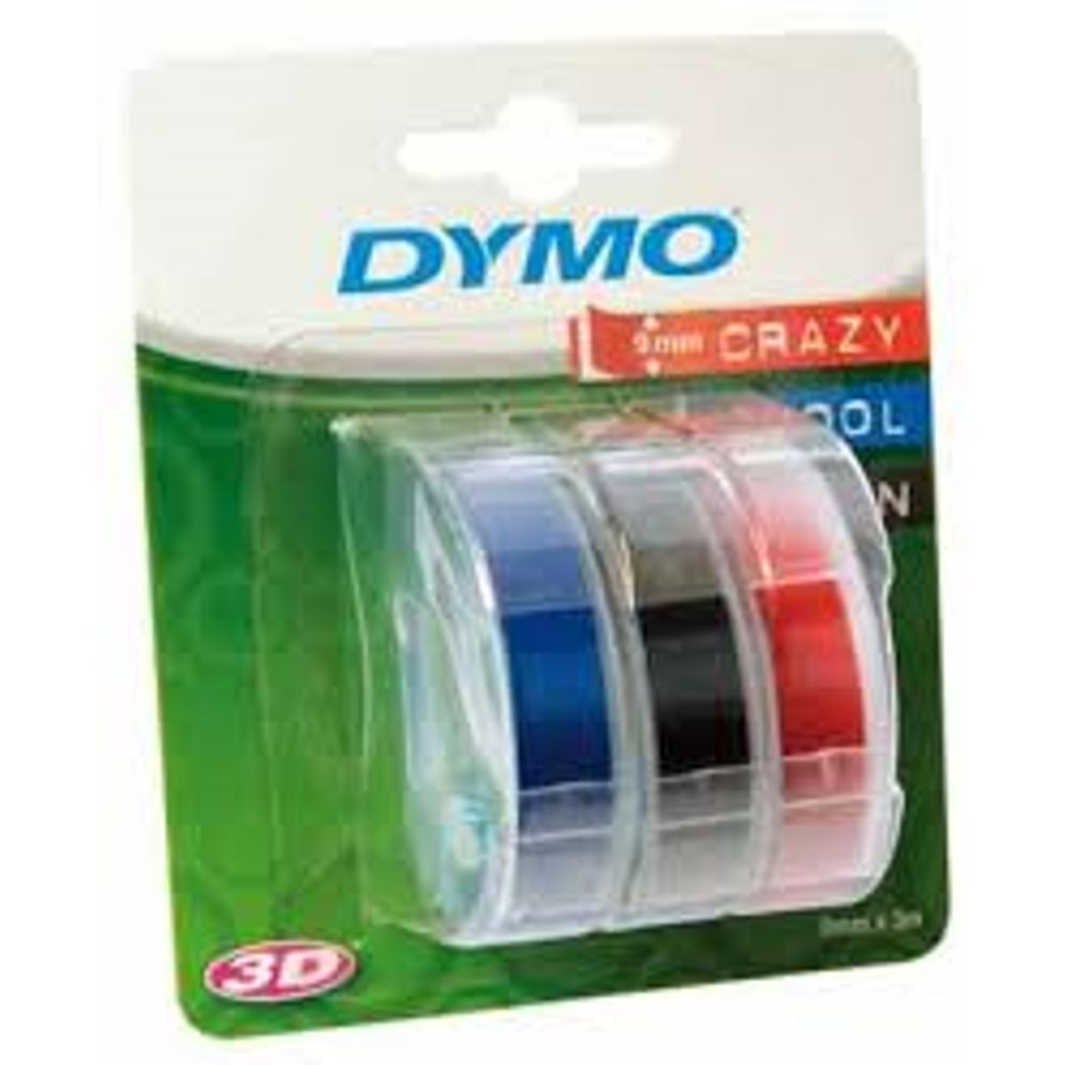 3 x 3D tape Rød/sort/blå til Dymo/Omega/Junior prægemaskine - DYMO -