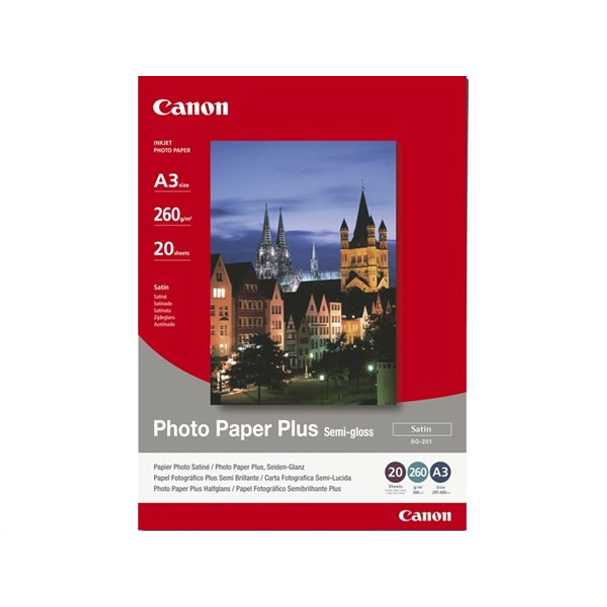 Semi Glossy fotopapir inkjet A3 - Canon SG-201 - 260gr. - 20 ark