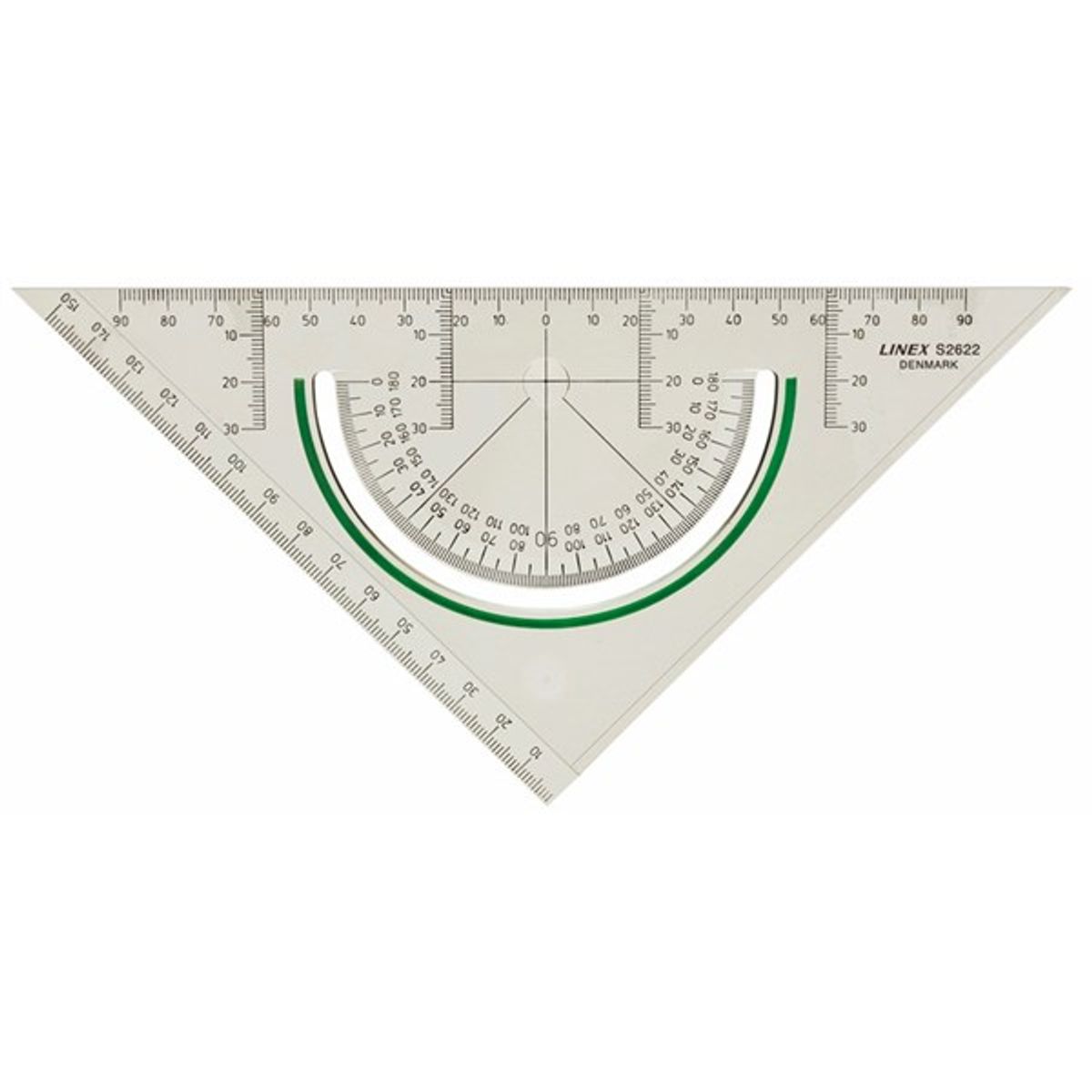 Geometritrekant plast LINEX m/vinkelmåler 2622