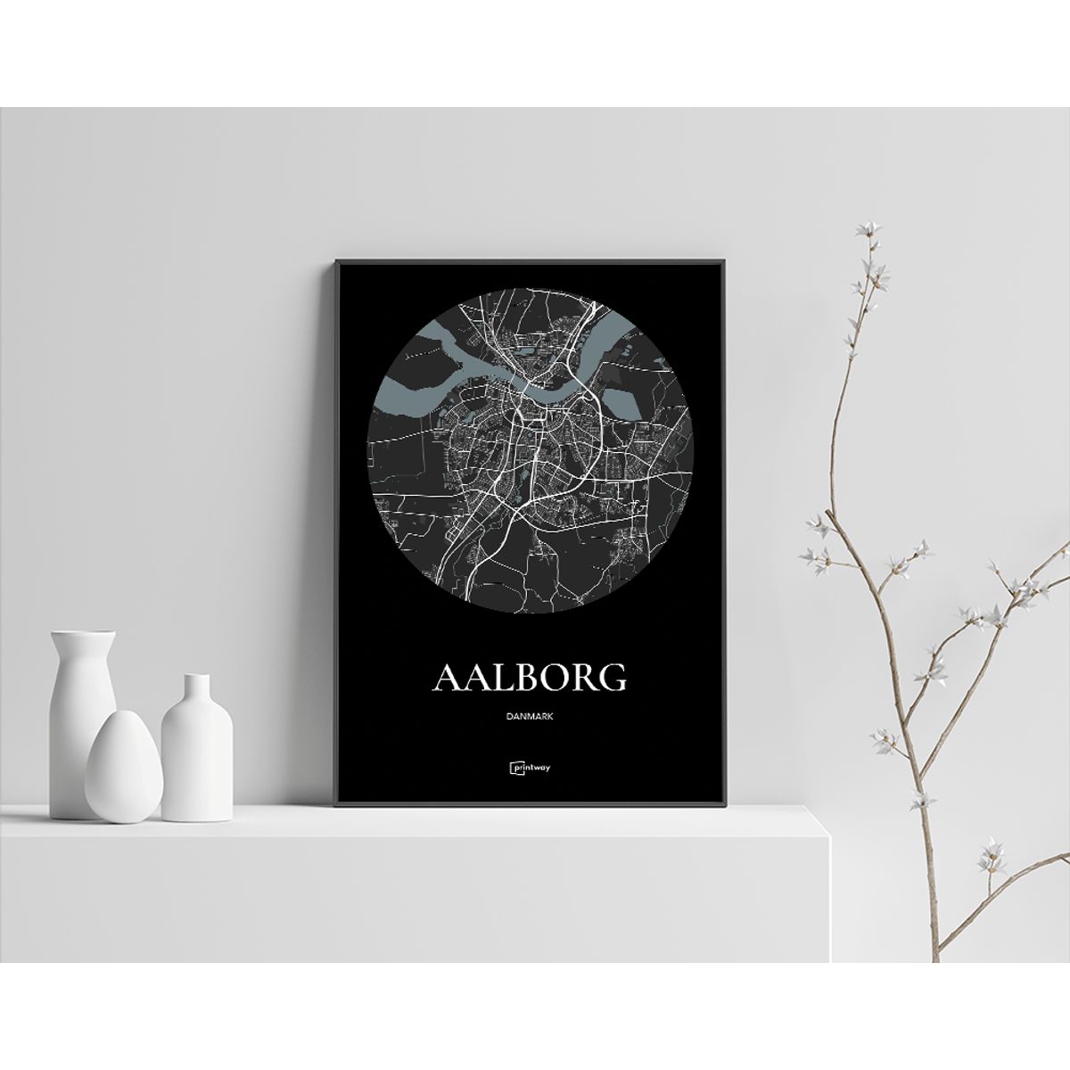 Aalborg Plakaten Rundt kort Sort 50×70 cm (B2)