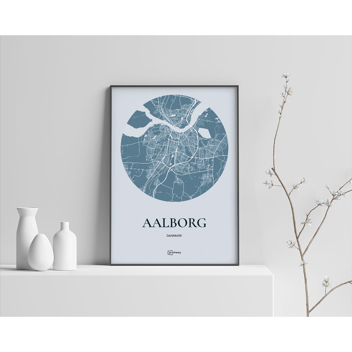 Aalborg Plakaten Rundt kort Havblå 50×70 cm (B2)