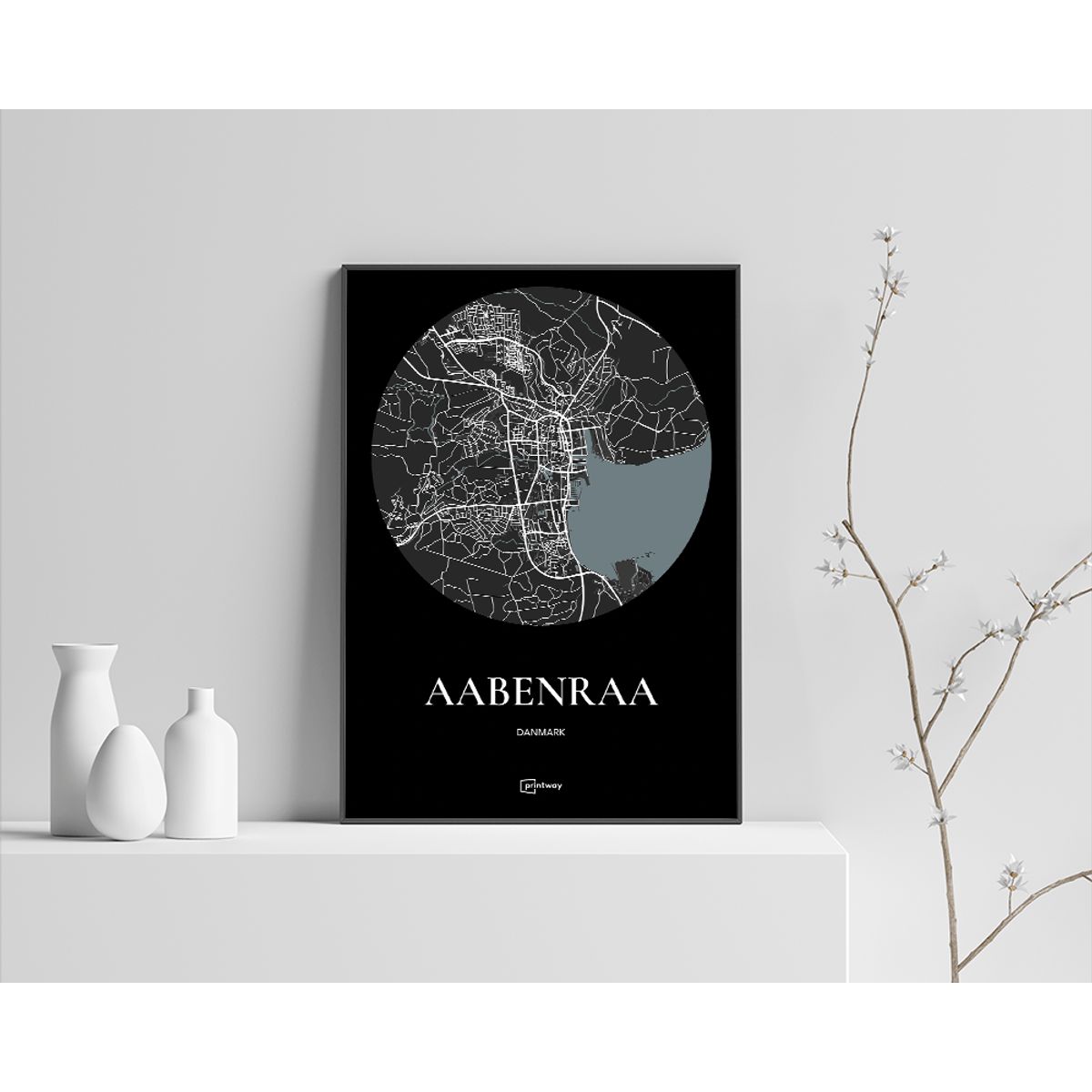 Aabenraa Plakaten Rundt kort Sort 50×70 cm (B2)