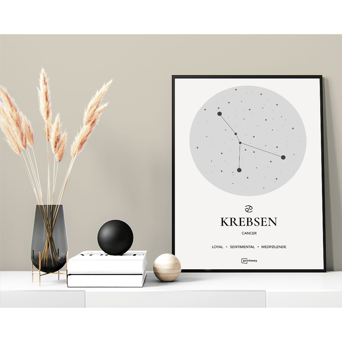 Krebsen Stjernetegn Plakat Hvid 60×84 cm (A1)