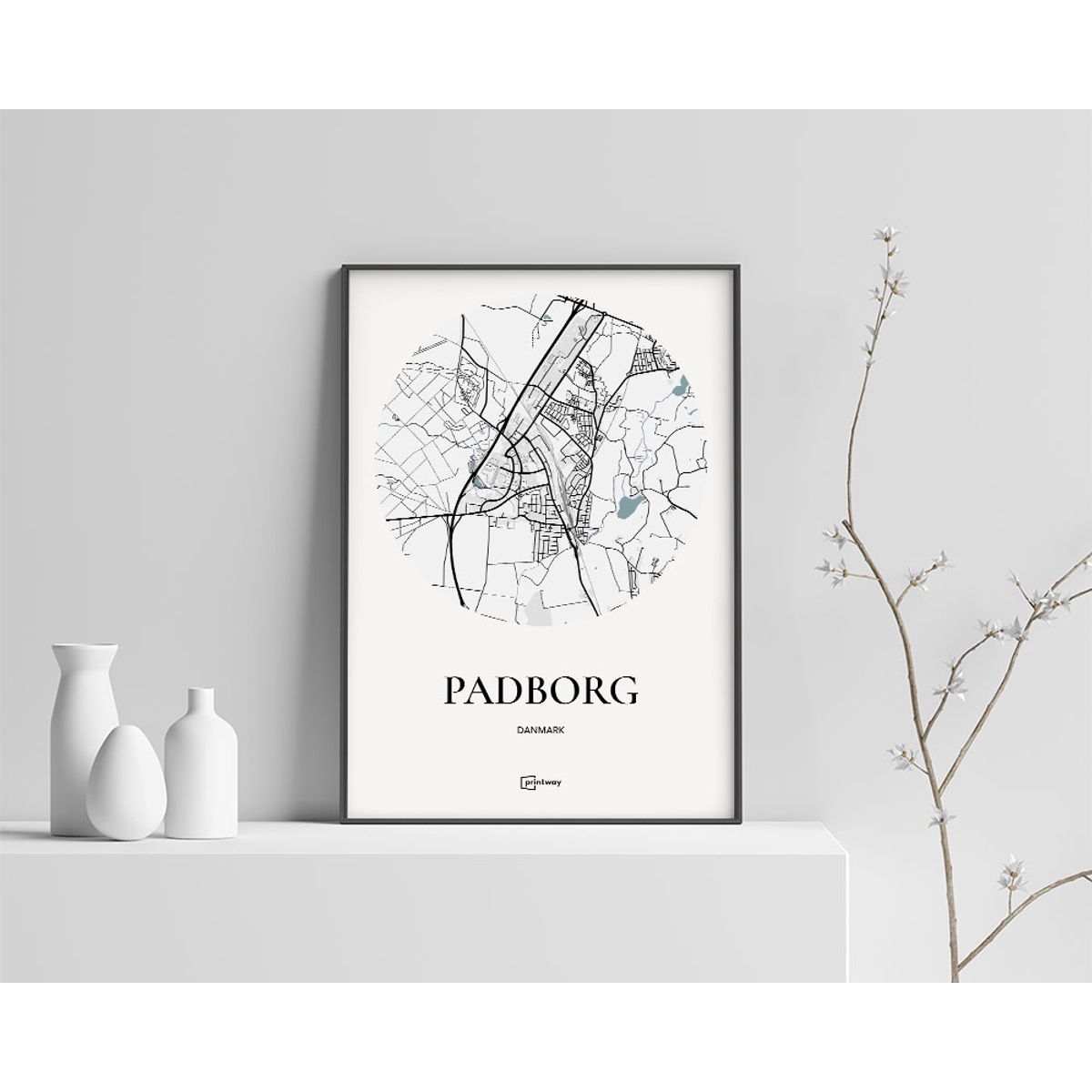 Padborg Plakaten Rundt kort Hvid 60×84 cm (A1)