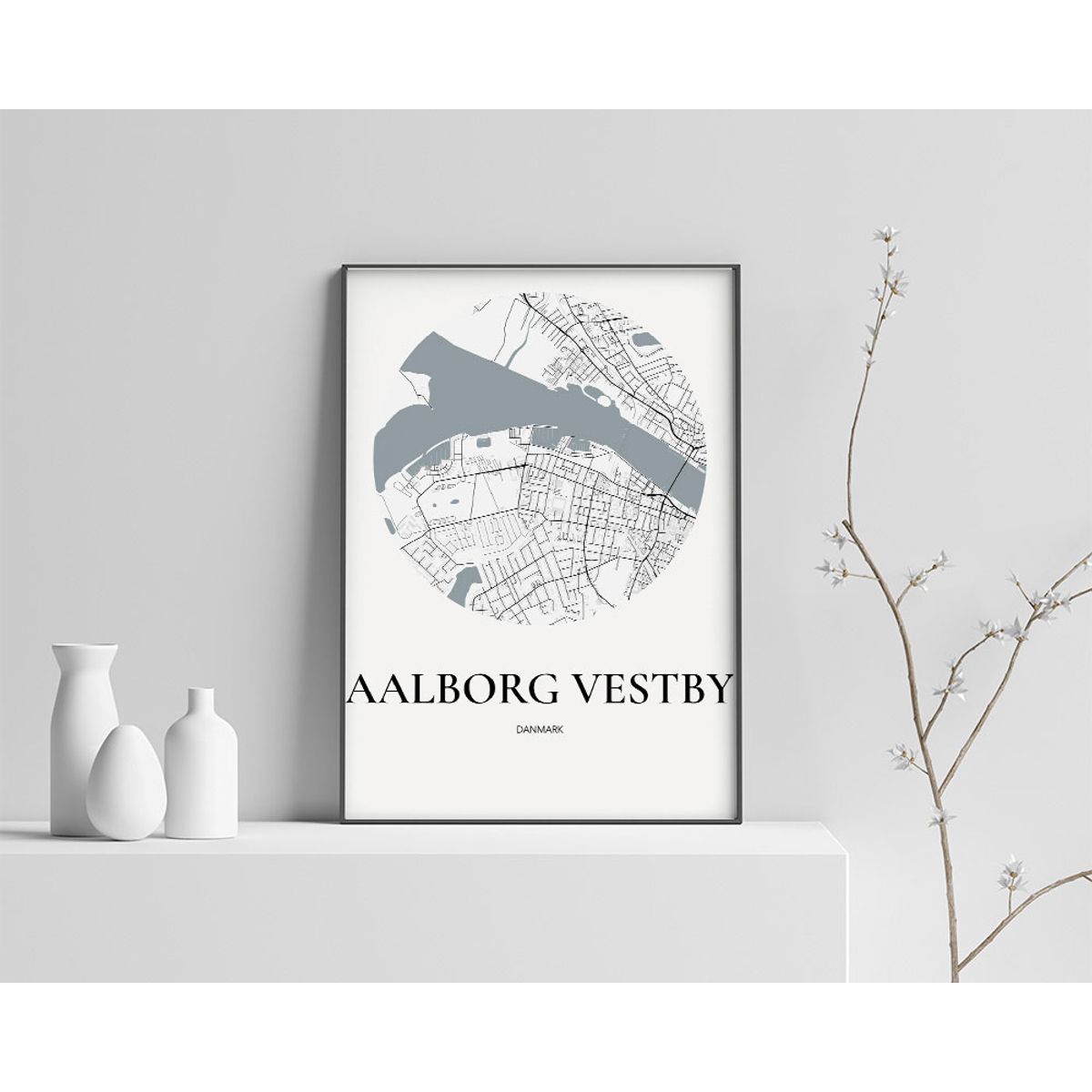 Aalborg Vestby Plakaten Rundt kort Hvid 70×100 cm (B1)