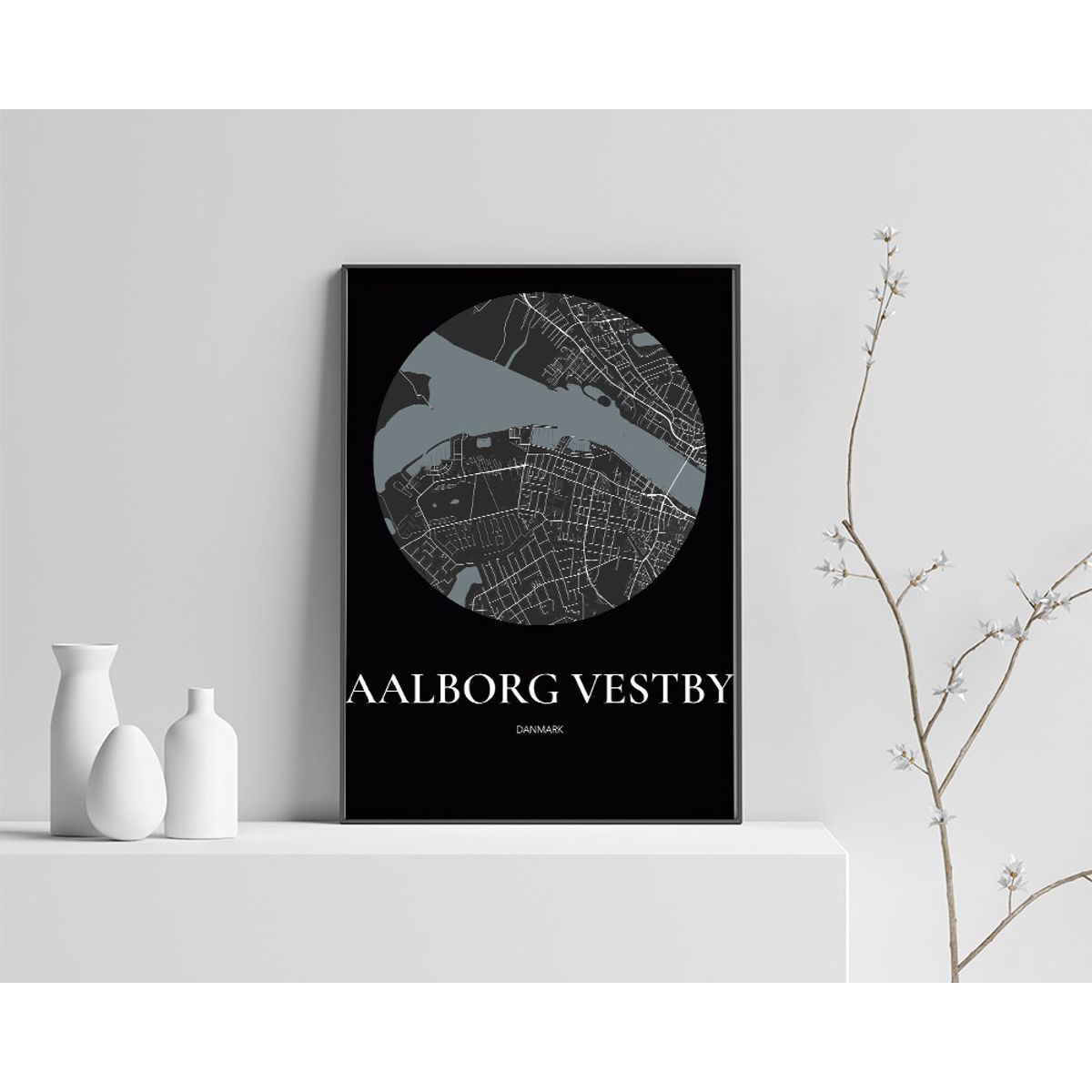 Aalborg Vestby Plakaten Rundt kort Sort 42×60 cm (A2)