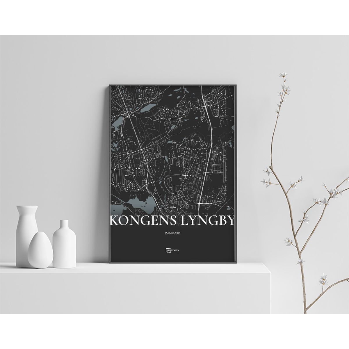 Kongens Lyngby Plakaten Fuldt kort Sort 70×100 cm (B1)