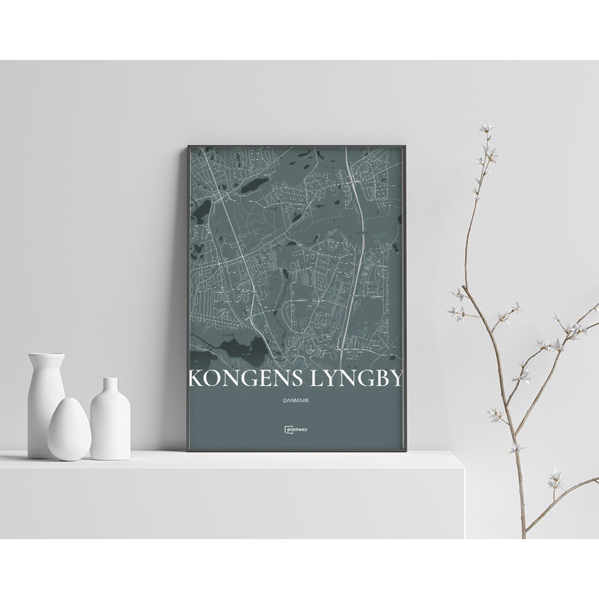 Kongens Lyngby Plakaten Fuldt kort Skovgrøn 50×70 cm (B2)