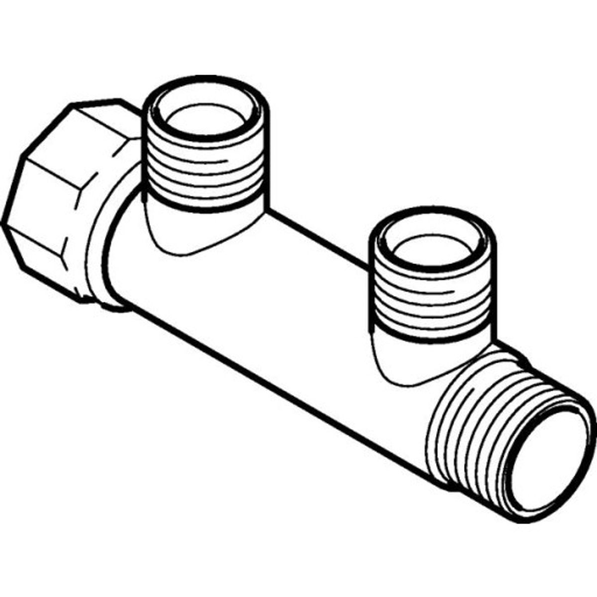 Mepla fordelerrør med 2 afgr. 3/4" x 3/4"