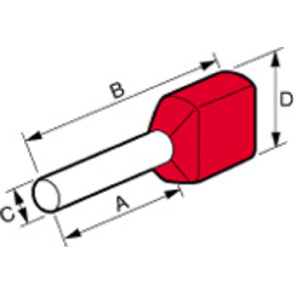 500 stk TYLLEDOBB 2X1,0MM² RØD