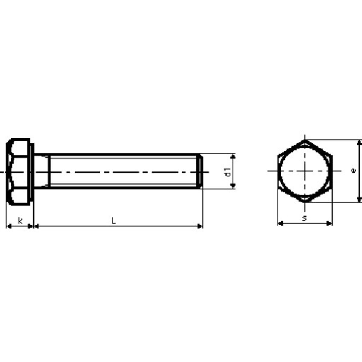 Stålbolt M12 x 40 mm, A4, DIN 933, 6-kant