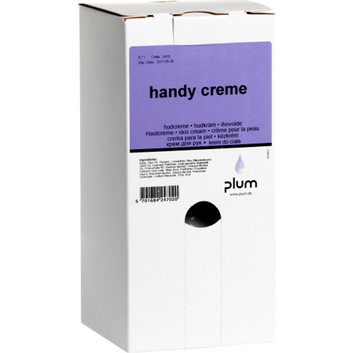 8 stk Plum Handy hudcreme, uden parfume, 15% fedt, 700 ml