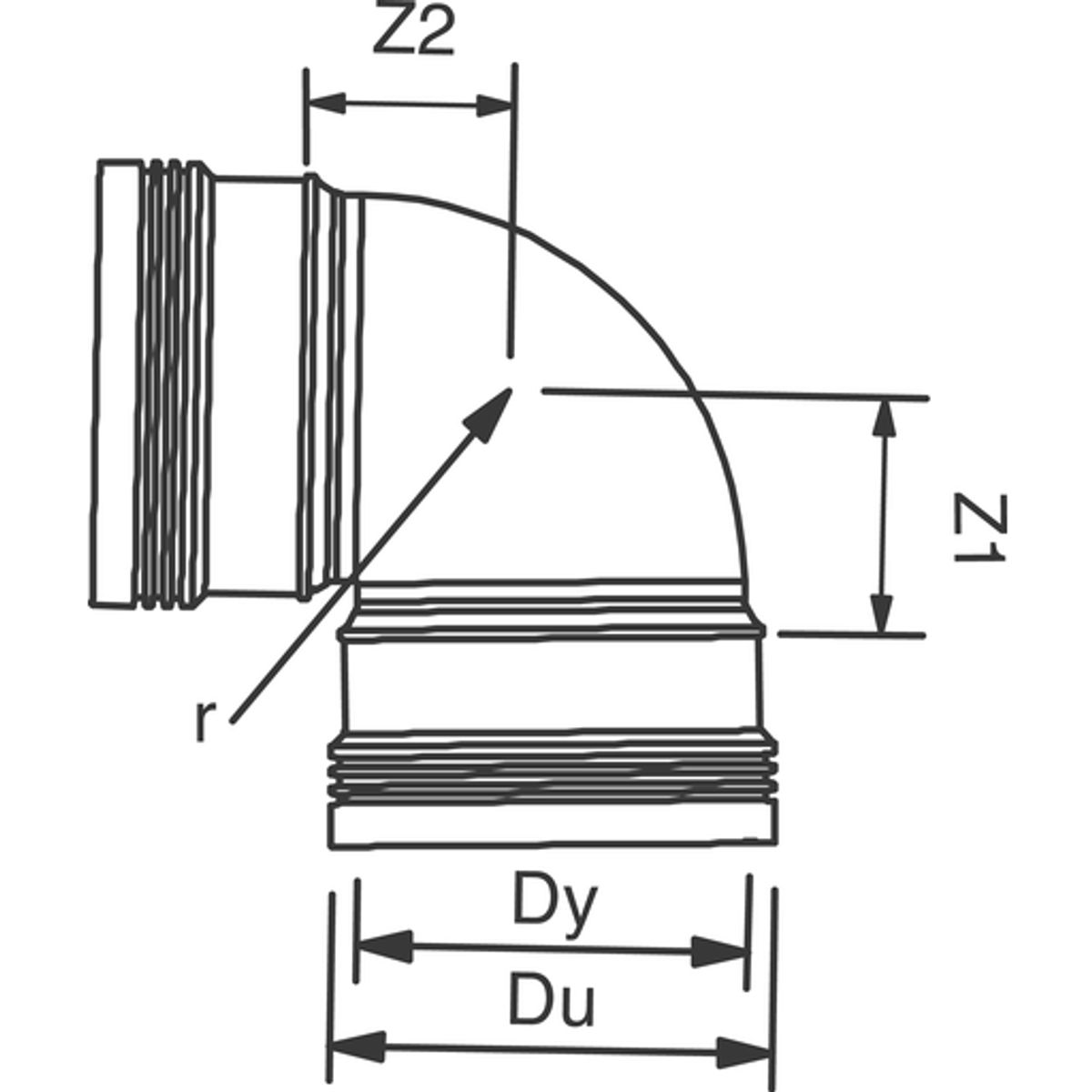 32 mm x 88,5° Bøjning afløb hvid PP Wavin