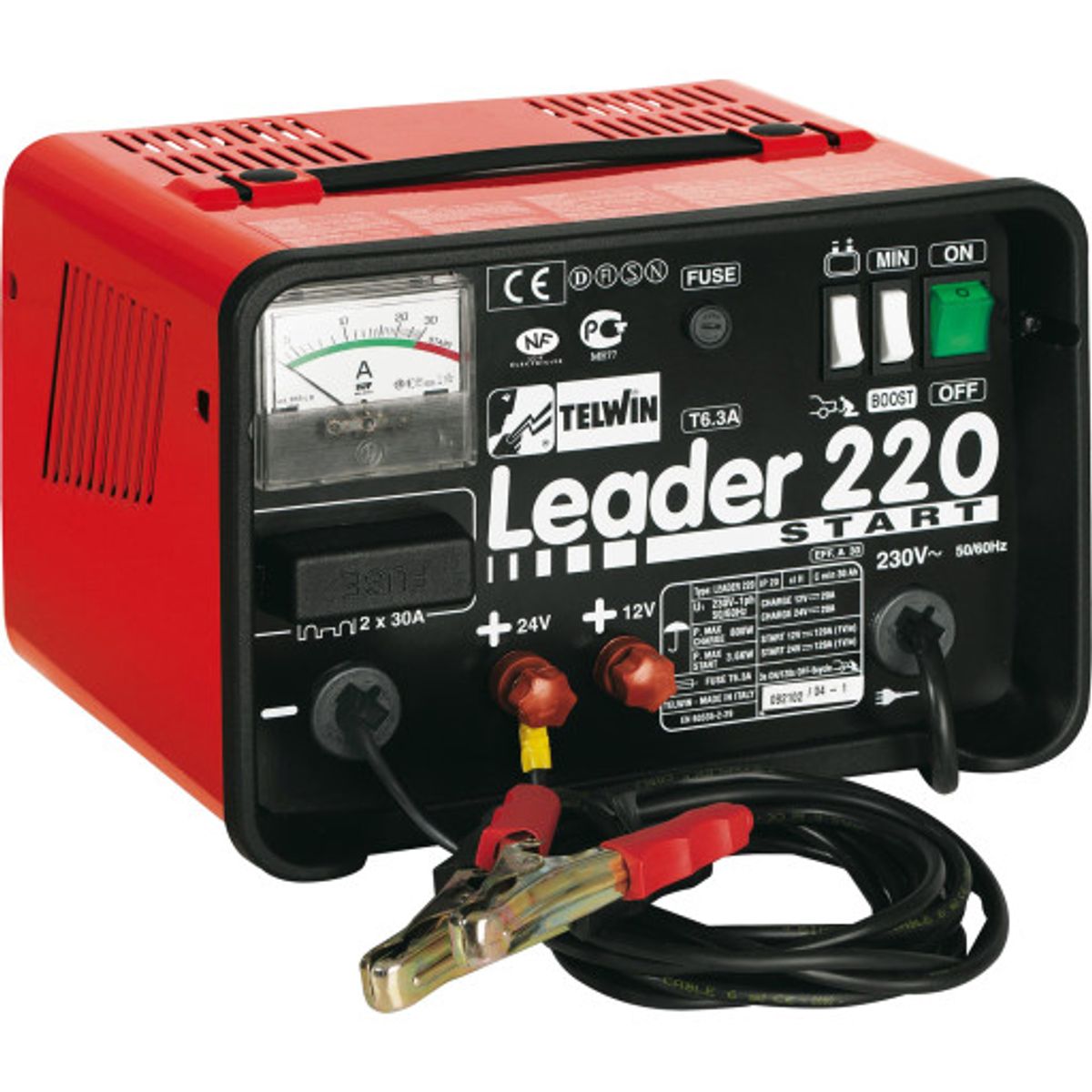 Telwin batterilader Leader 220 Start, 12/24V m. starthjælp