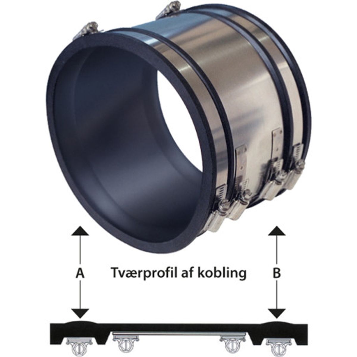 Flex-Seal 200-225 mm kobling 200 mm til støbejern DN200, i jord