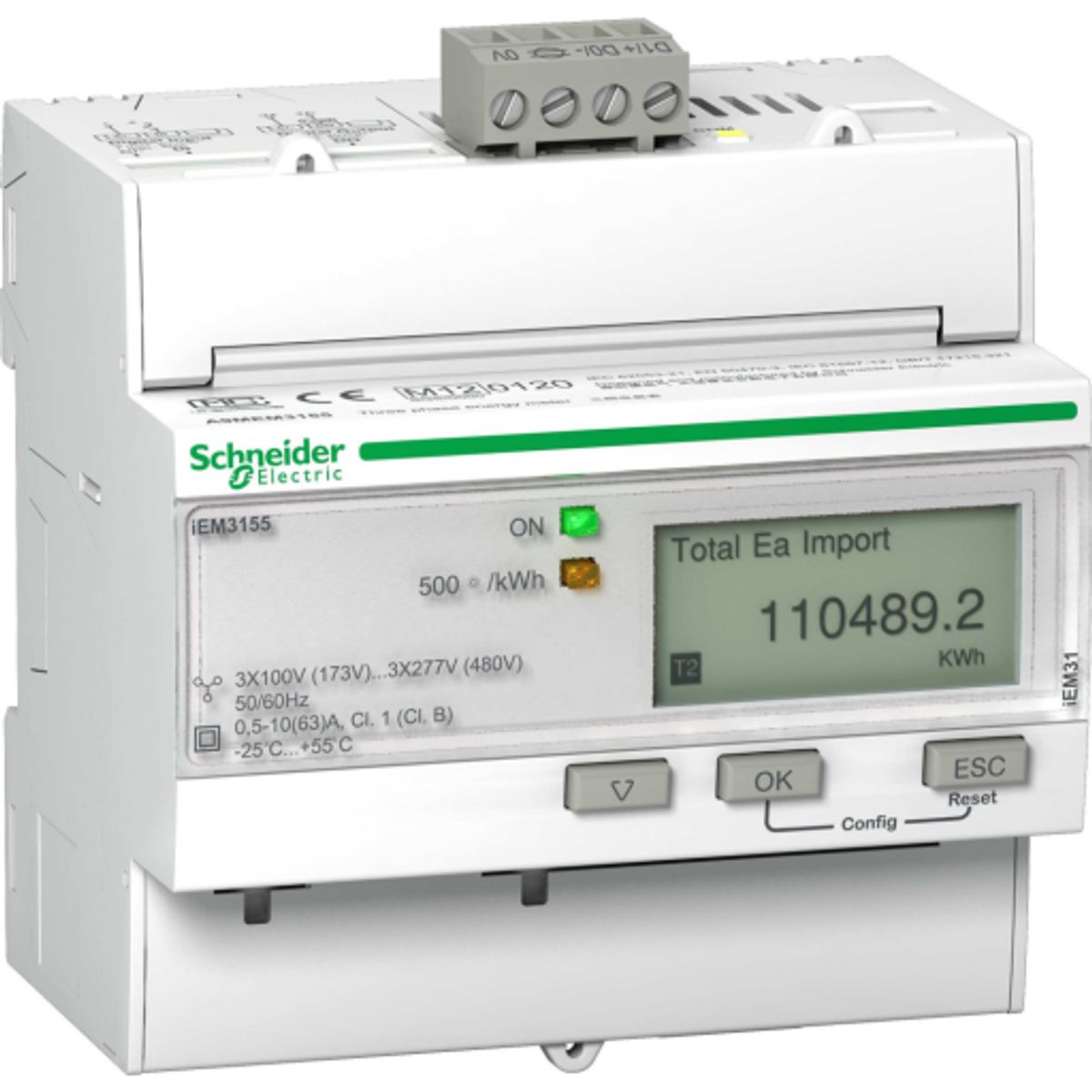 Acti9 KWH Måler 3P+N 400V 63A Tarif Modbus MID