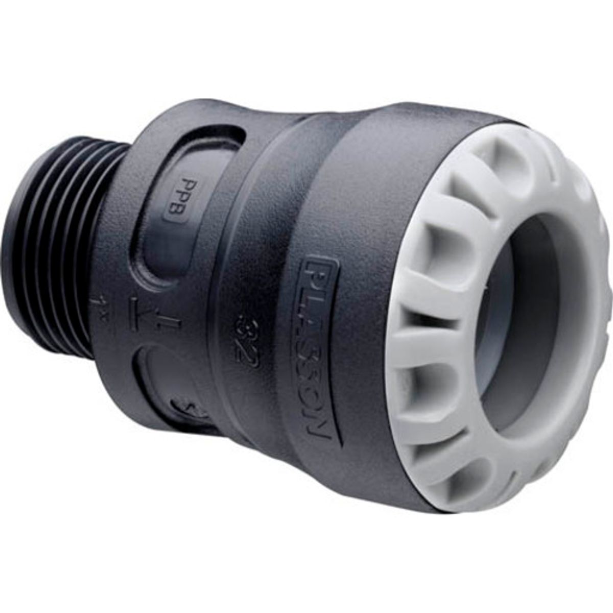 Plasson 50 mm x 1.1/2" overgang med nippel, PP, PN16