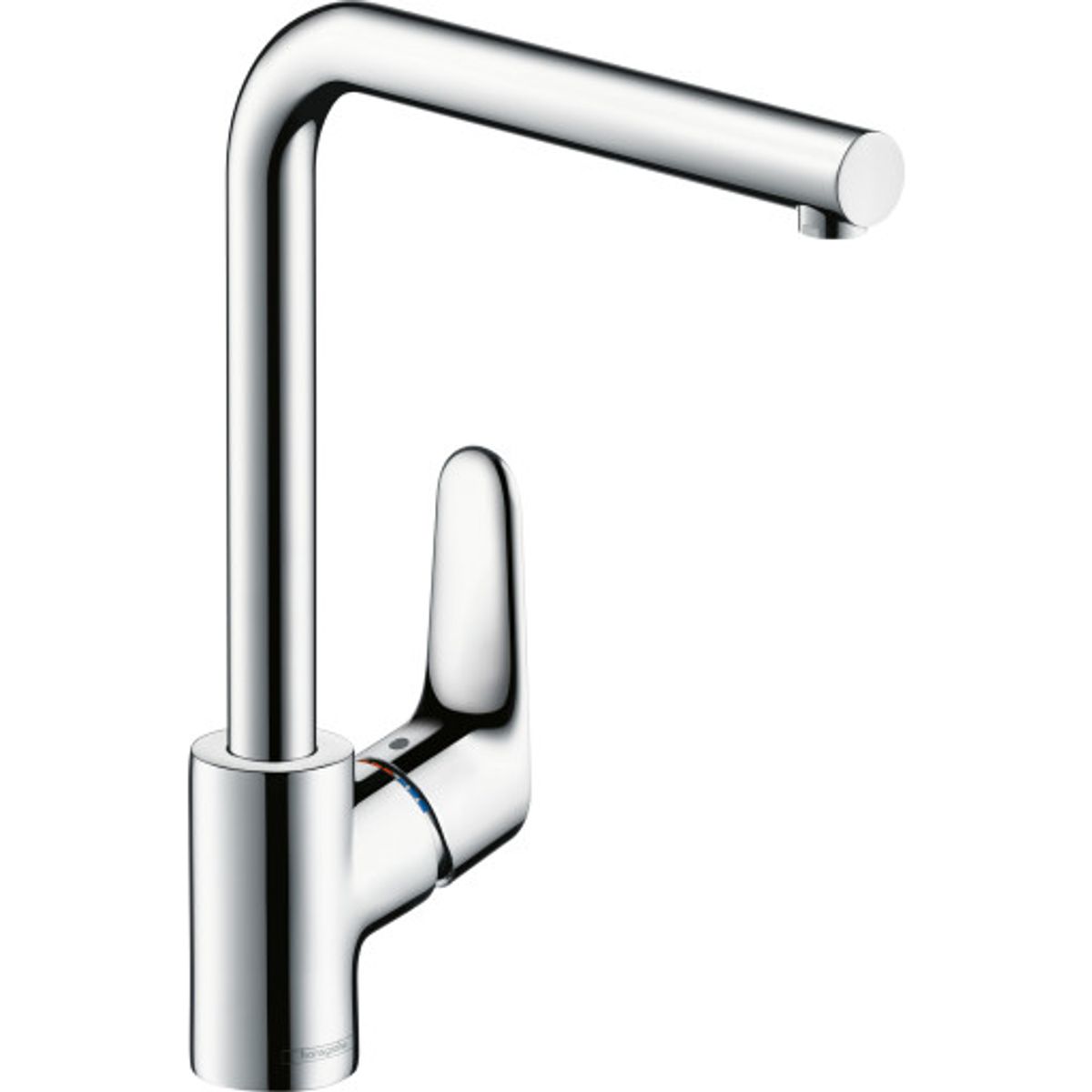 Hansgrohe Focus køkken med L-tud steel-optik