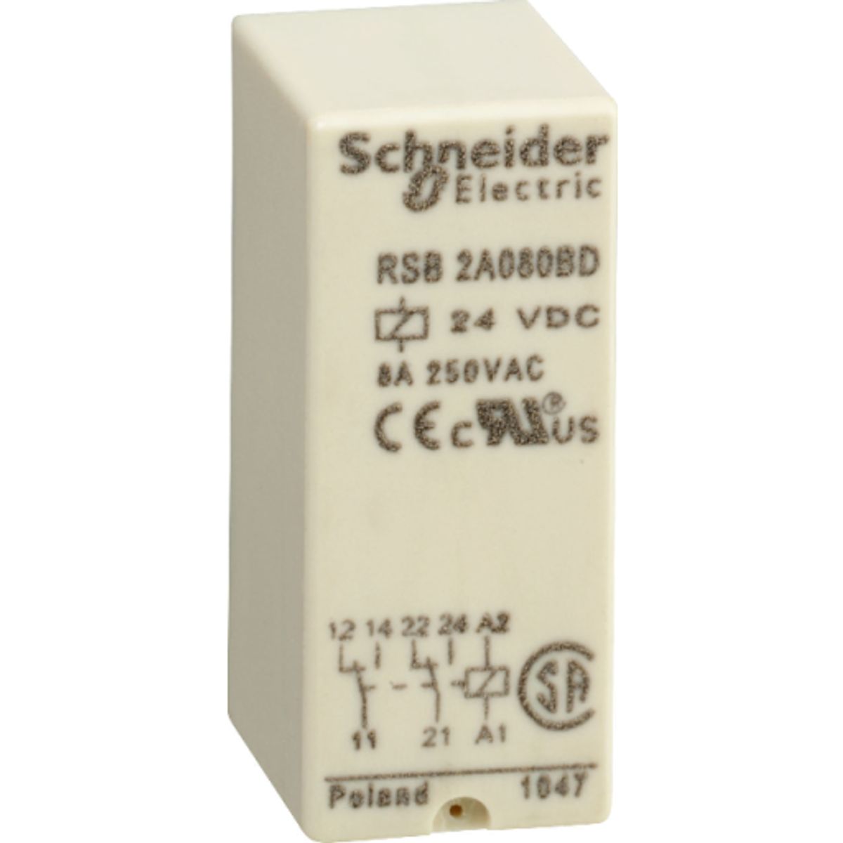 10 stk Schneider Harmony interfacerelæ 8A 2C/O 24V DC