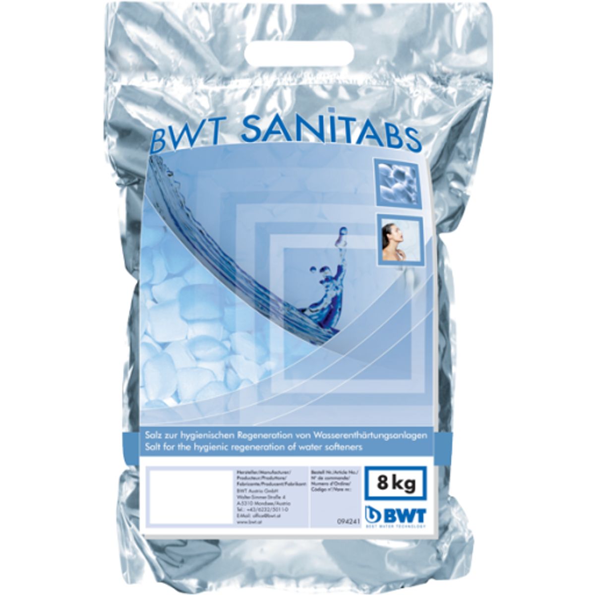 BWT Sanitabs, salt til blødgøringsanlæg, 8 kg