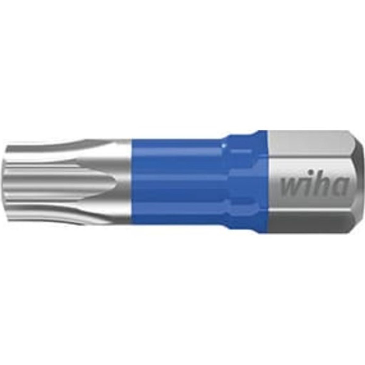 6 stk Wiha T-slagbits 25 mm blå 1/4", TORX® T15, 5 stk i boks