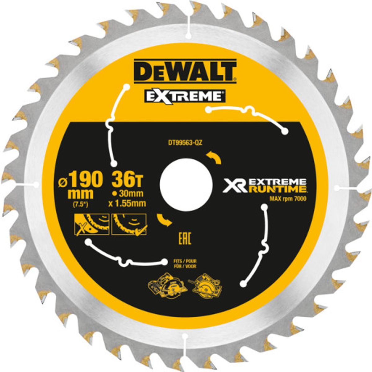 Dewalt rundsavsklinge Ø190/30 - 36tands