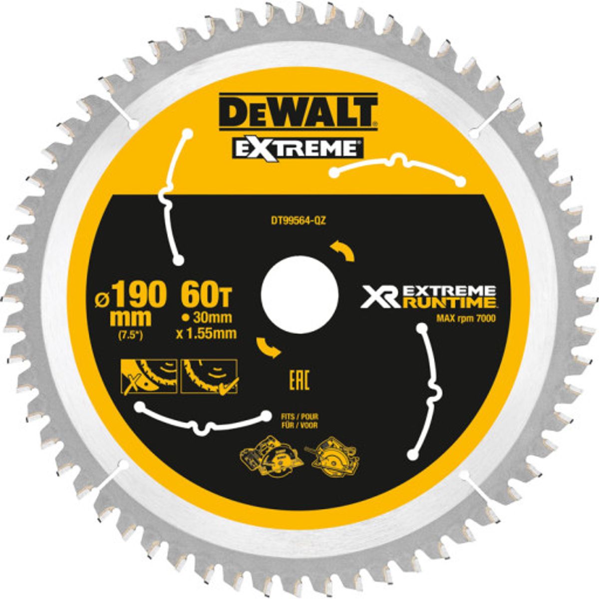 DeWalt rundsavklinge Ø190/30 - 60tands