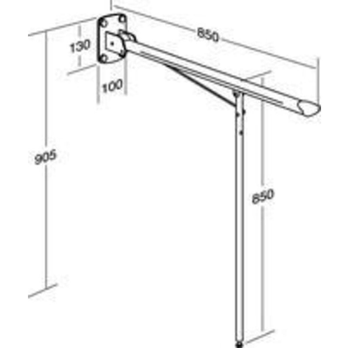 Pressalit Value Toiletstøtte,længde 850 mm, med 850 mm ben, hvid