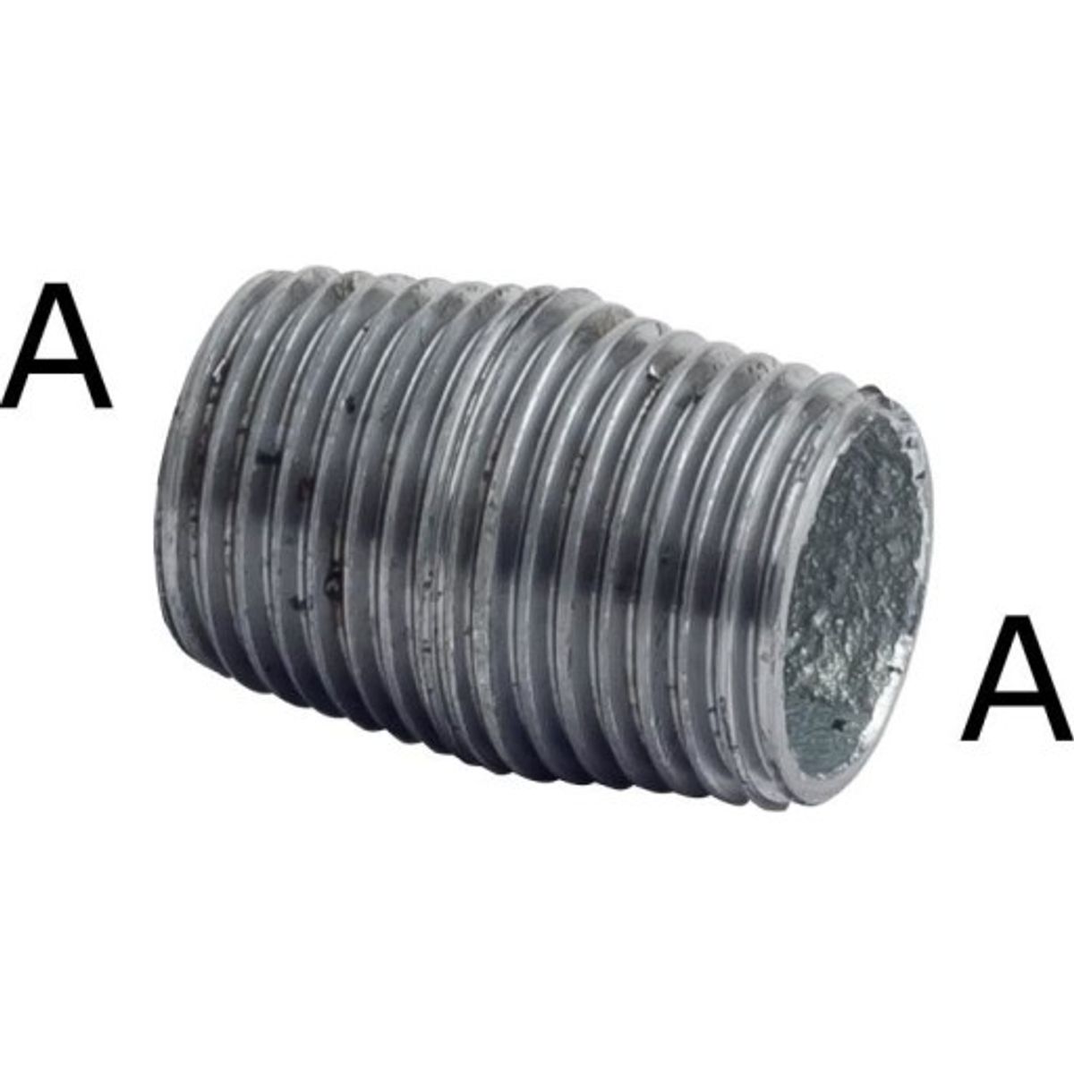 1/8" x 15 mm Galvaniseret nippelrør sammenskåret