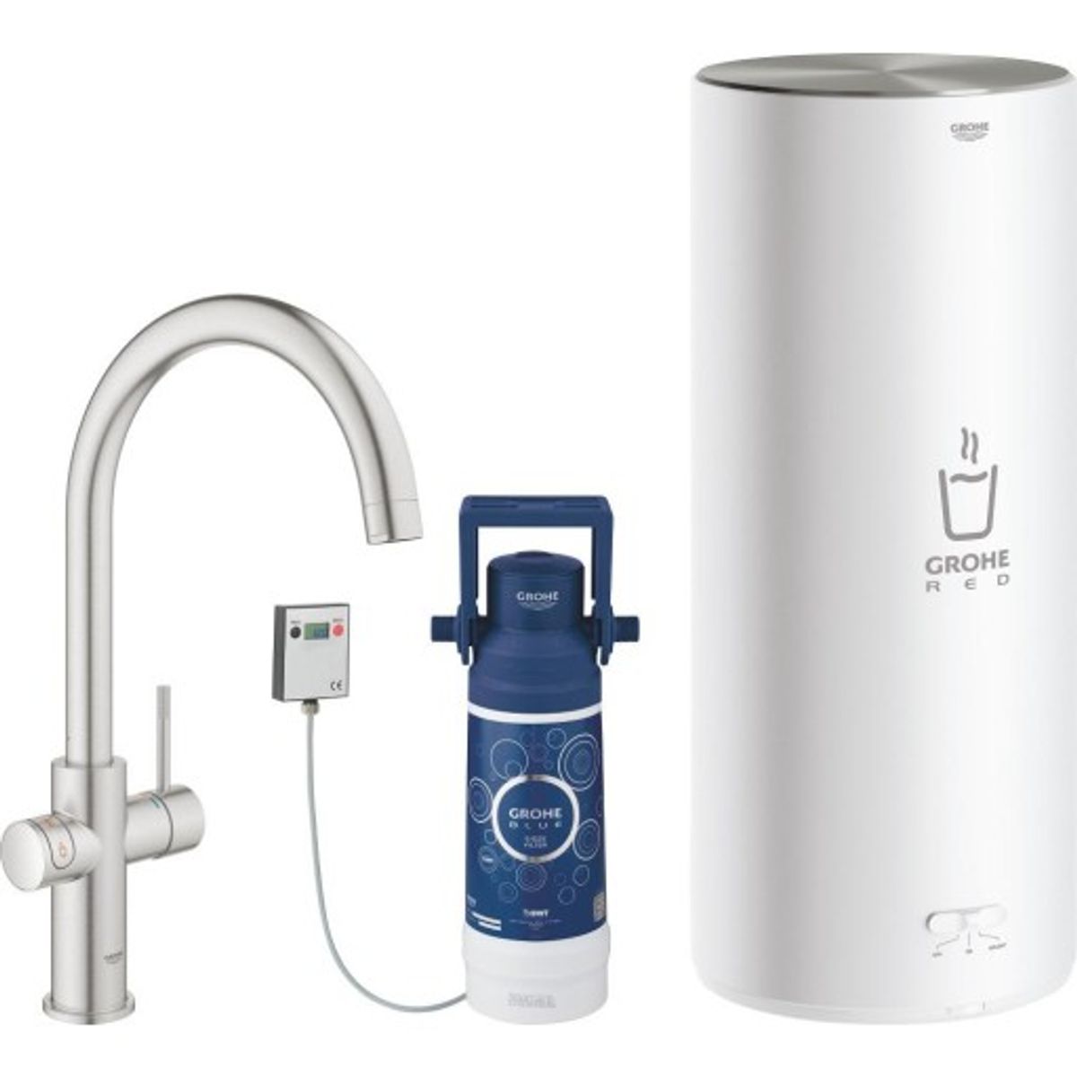 Grohe Red Duo køkkenarmatur, 5,5 liters kedel, stål