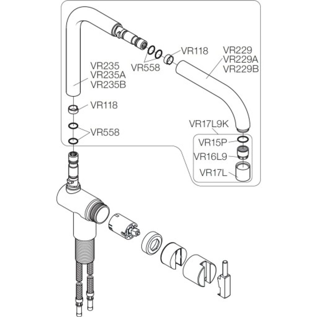 Vola KV1 komplet tud i krom - Model fra og med 06/2016