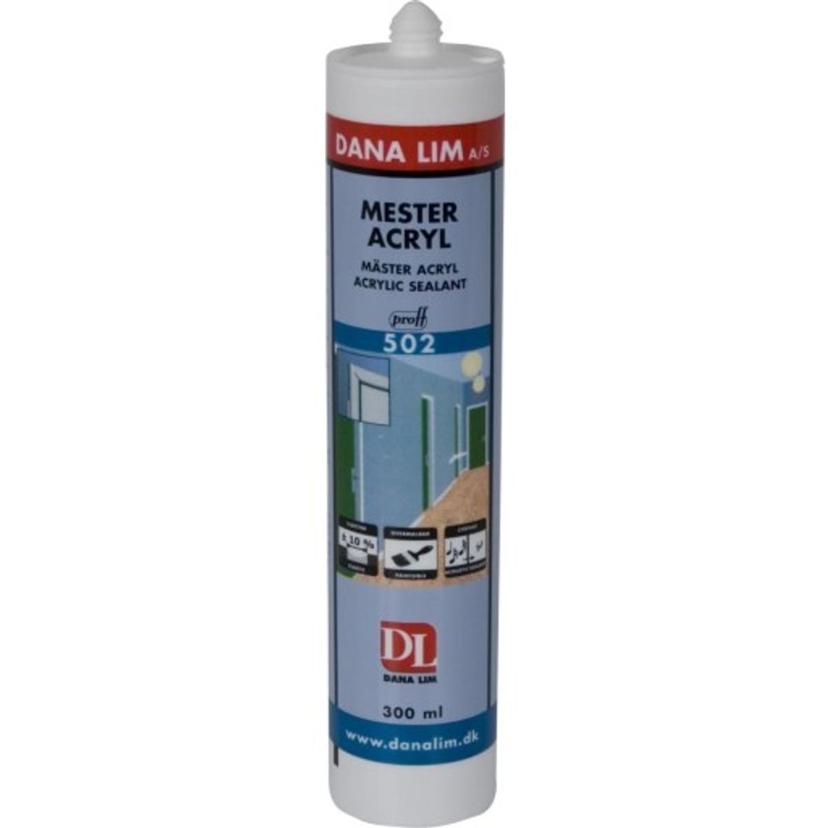 Dana Lim Mester Acryl 502 fugemasse, Hvid, 300 ml