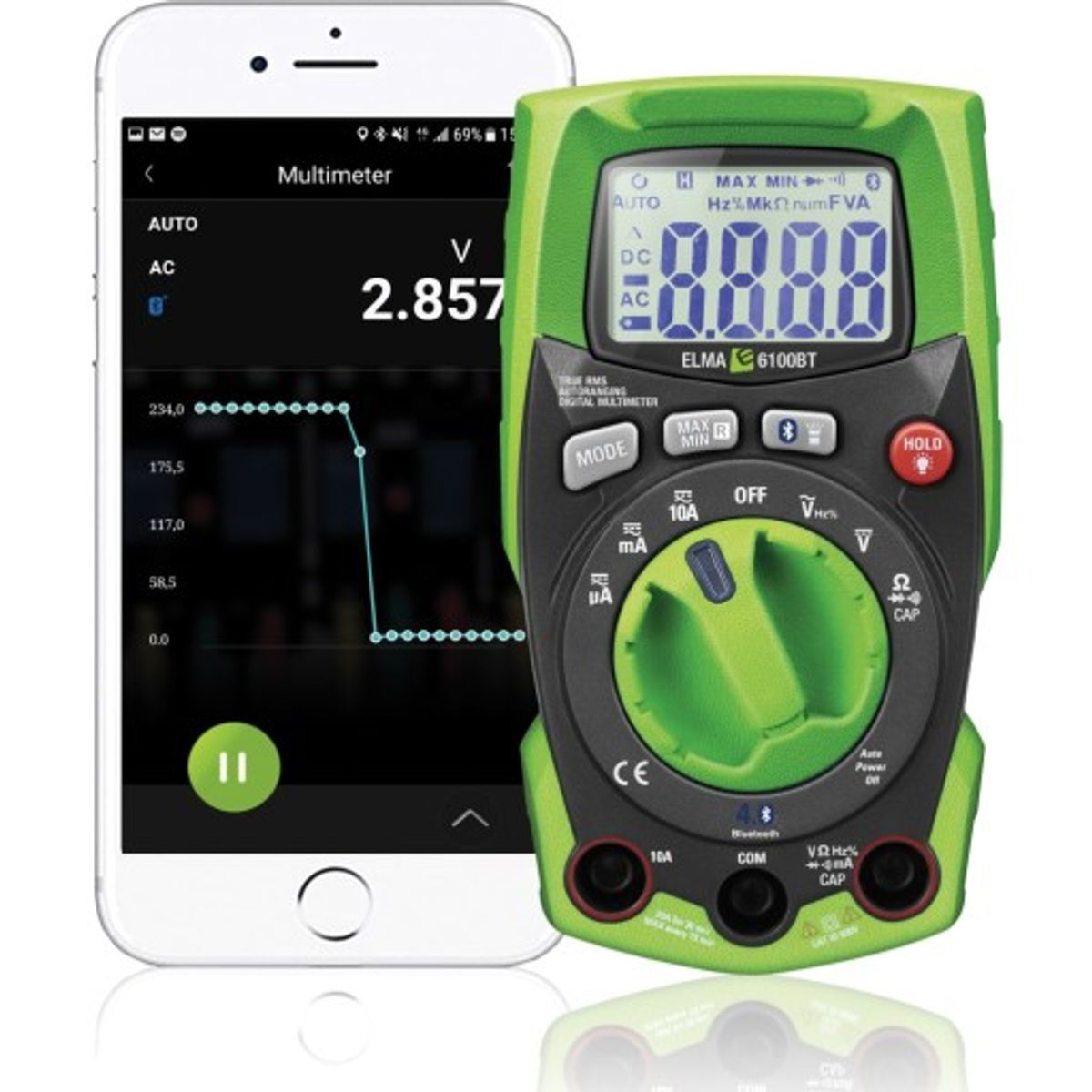 Multimeter Elma 6100BT IP65 sand RMS med bluetooth