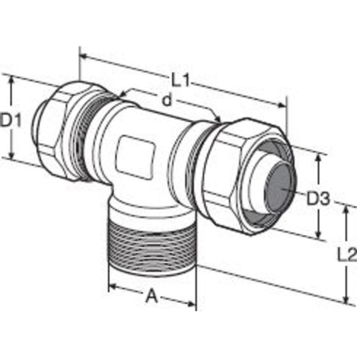 IMI TA Pex tee med nippel 15 mm x 1/2" x 15 mm