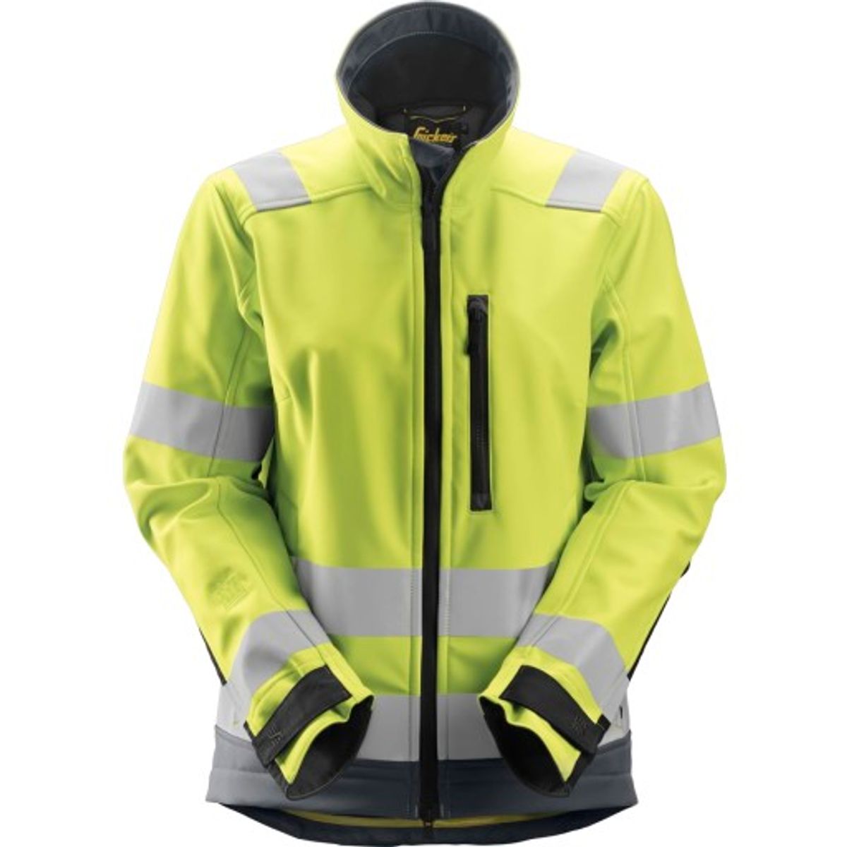 Snickers dame softshelljakke 1237 High-Vis gul, kl. 3, str.2XL