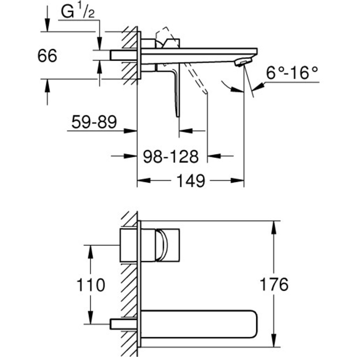 Grohe Lineare 2-huls håndvaskbatteri M (Supersteel)